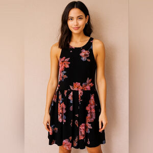 Free People Flutter By Pleated Twilight Floral Mini Dress – Size 8